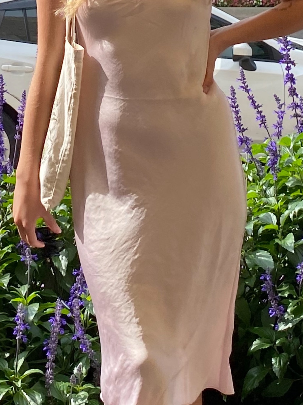 Slip Midi Dress in Light Blush Pink